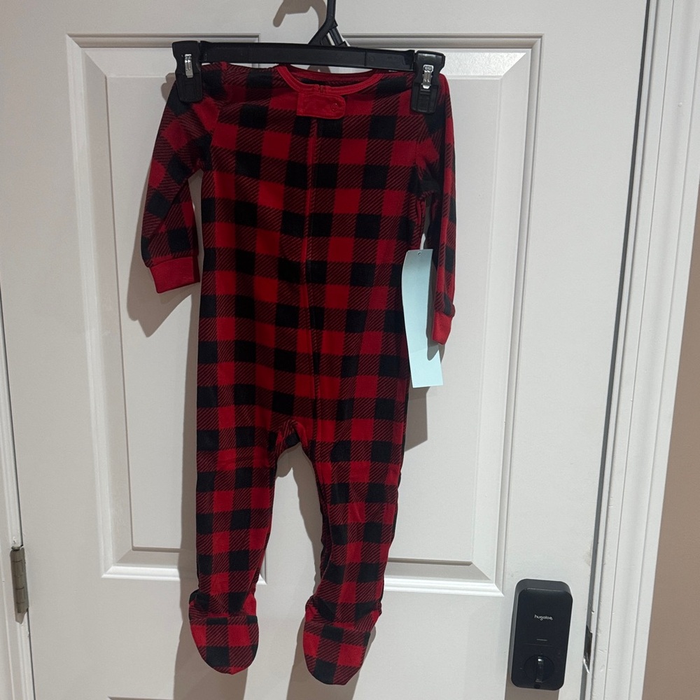 Eddie Bauer Kids Plaid Footie in Red and Black